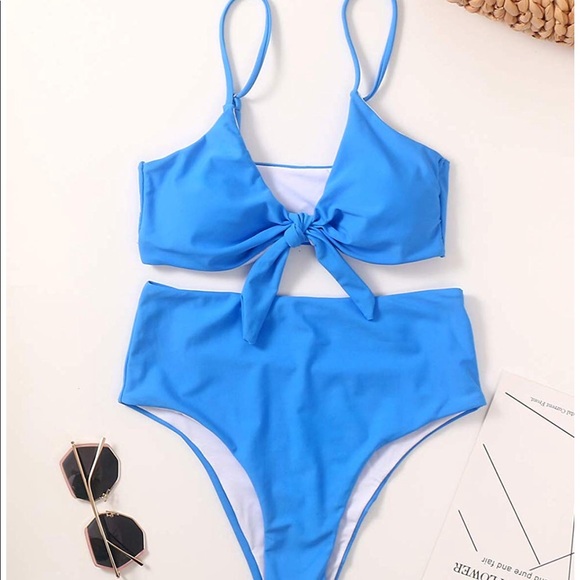 Other - BLUE HIGH WAISTED BIKINI - NEVER BEEN WORN